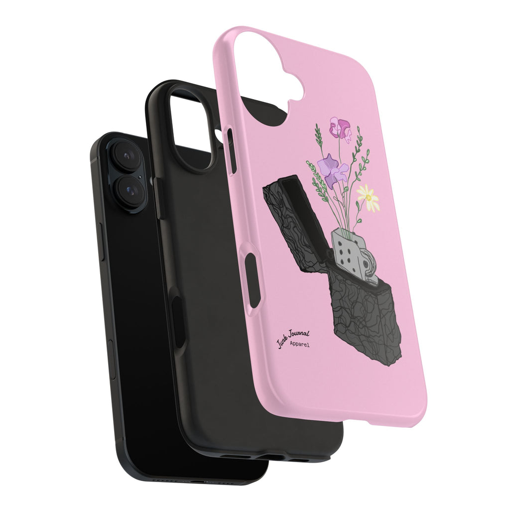 Pink Lighter Floral Tough Phone Case — Protective iPhone Cover with Wildflower Design