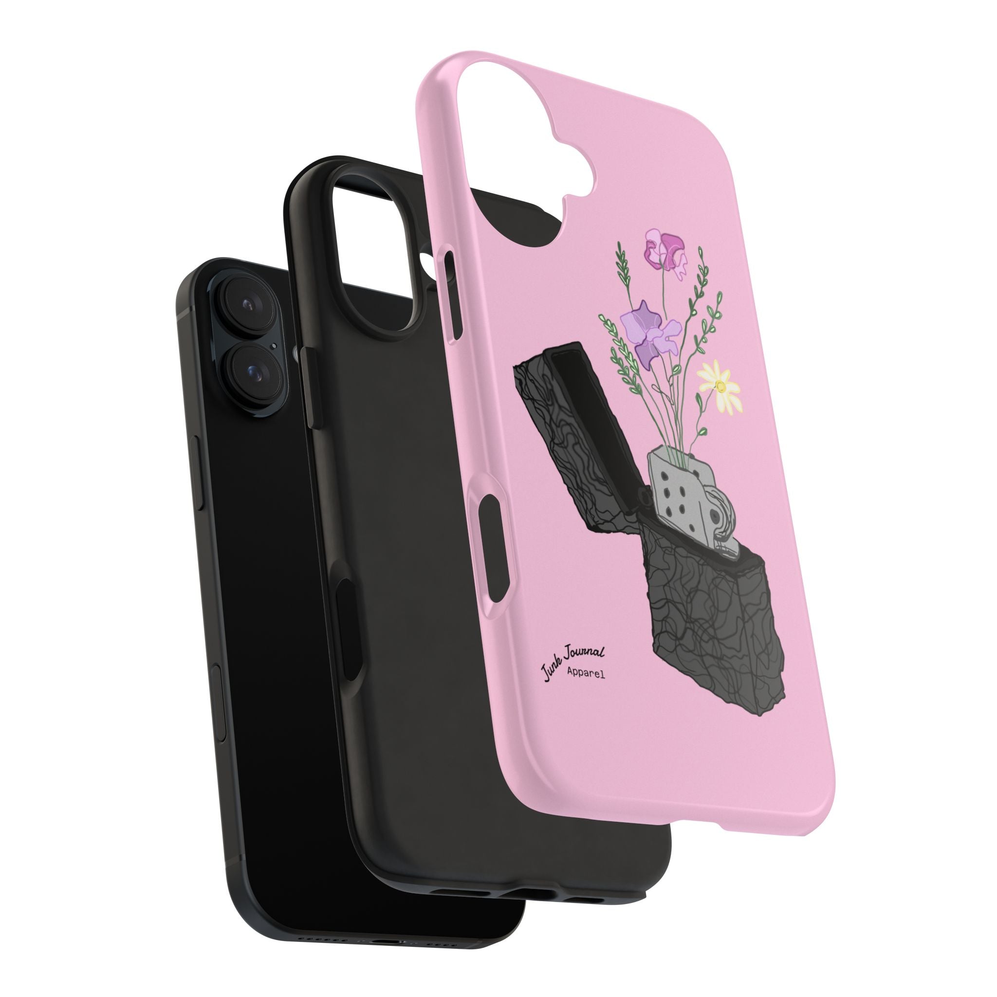 Pink Lighter Floral Tough Phone Case — Protective iPhone Cover with Wildflower Design