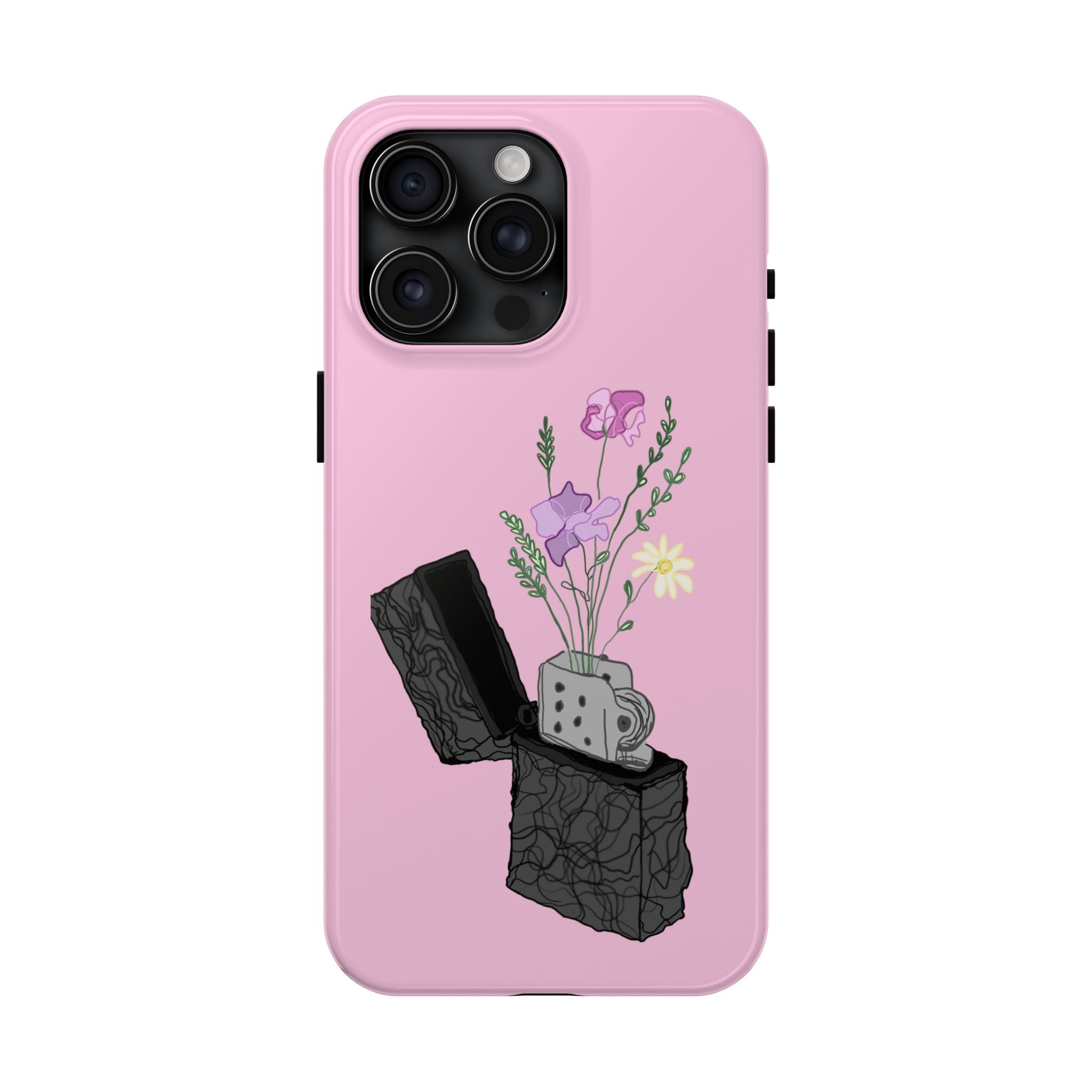 Pink Lighter Floral Tough Phone Case — Protective iPhone Cover with Wildflower Design