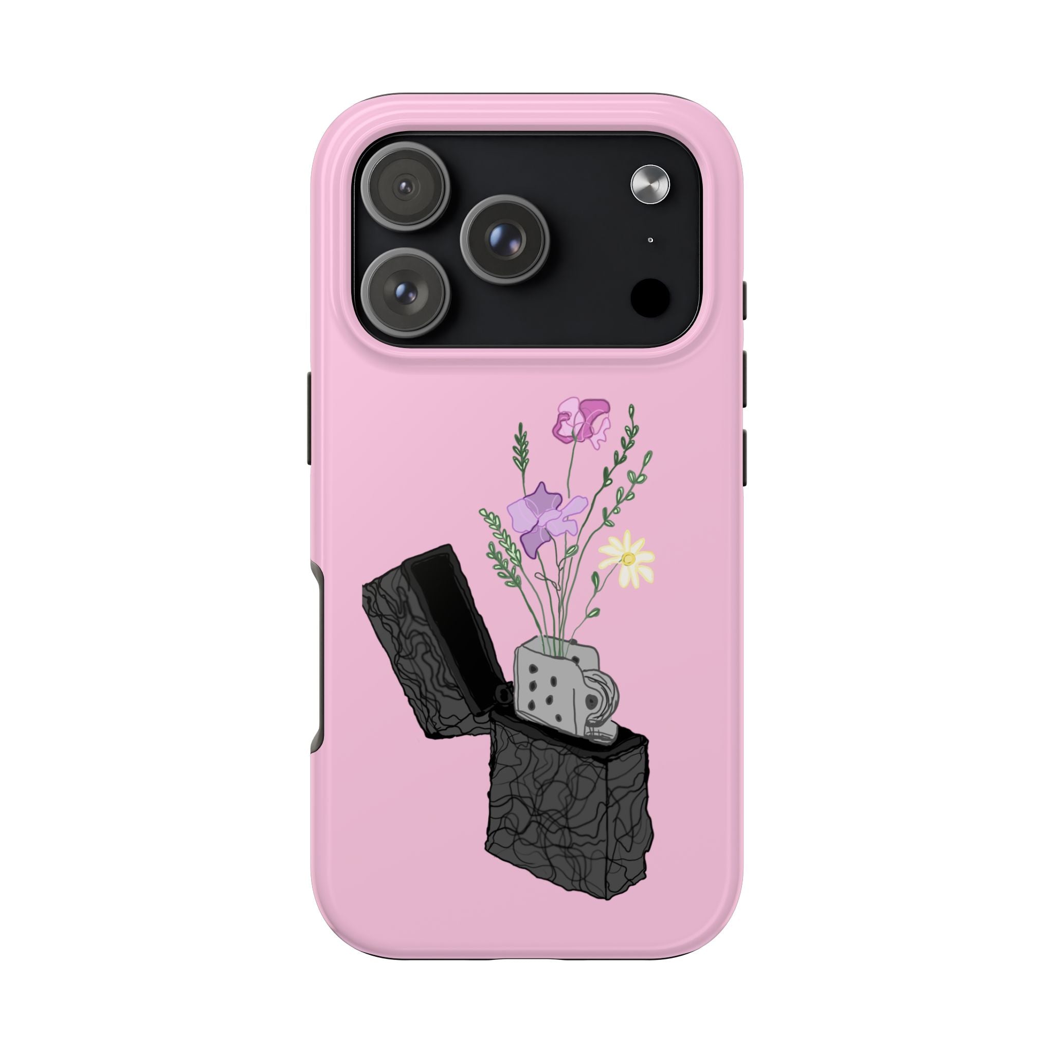 Pink Lighter Floral Tough Phone Case — Protective iPhone Cover with Wildflower Design