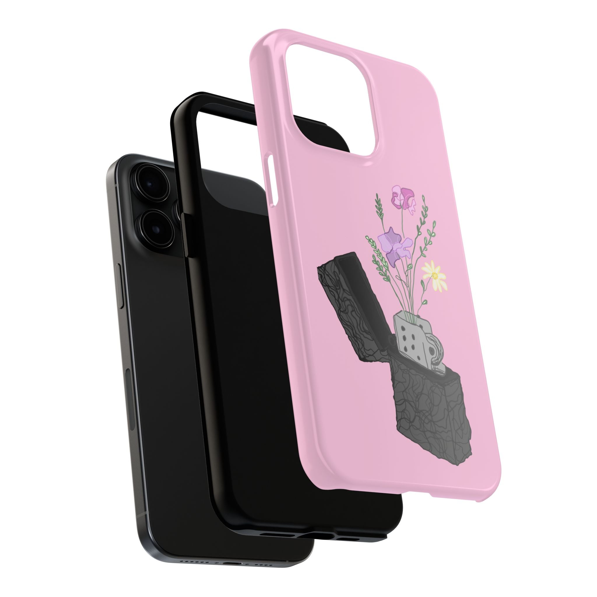 Pink Lighter Floral Tough Phone Case — Protective iPhone Cover with Wildflower Design
