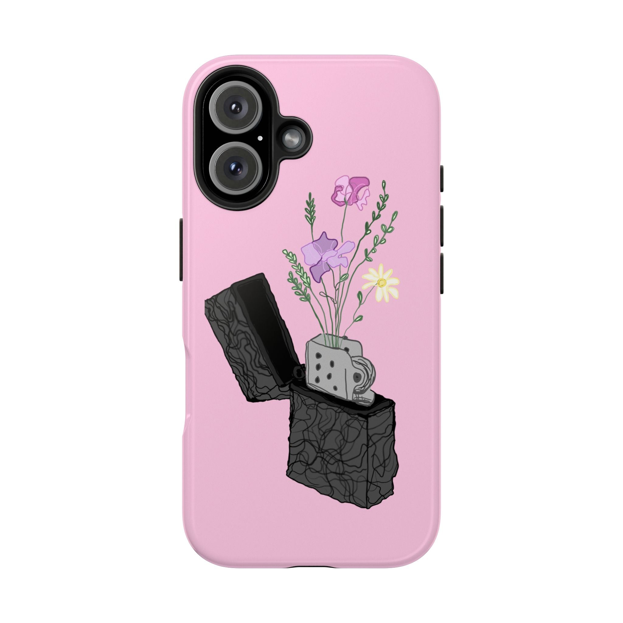 Pink Lighter Floral Tough Phone Case — Protective iPhone Cover with Wildflower Design