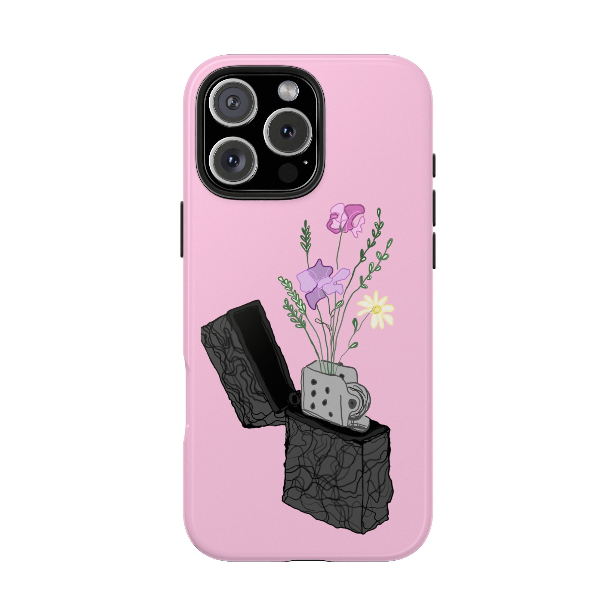 Pink Lighter Floral Tough Phone Case — Protective iPhone Cover with Wildflower Design