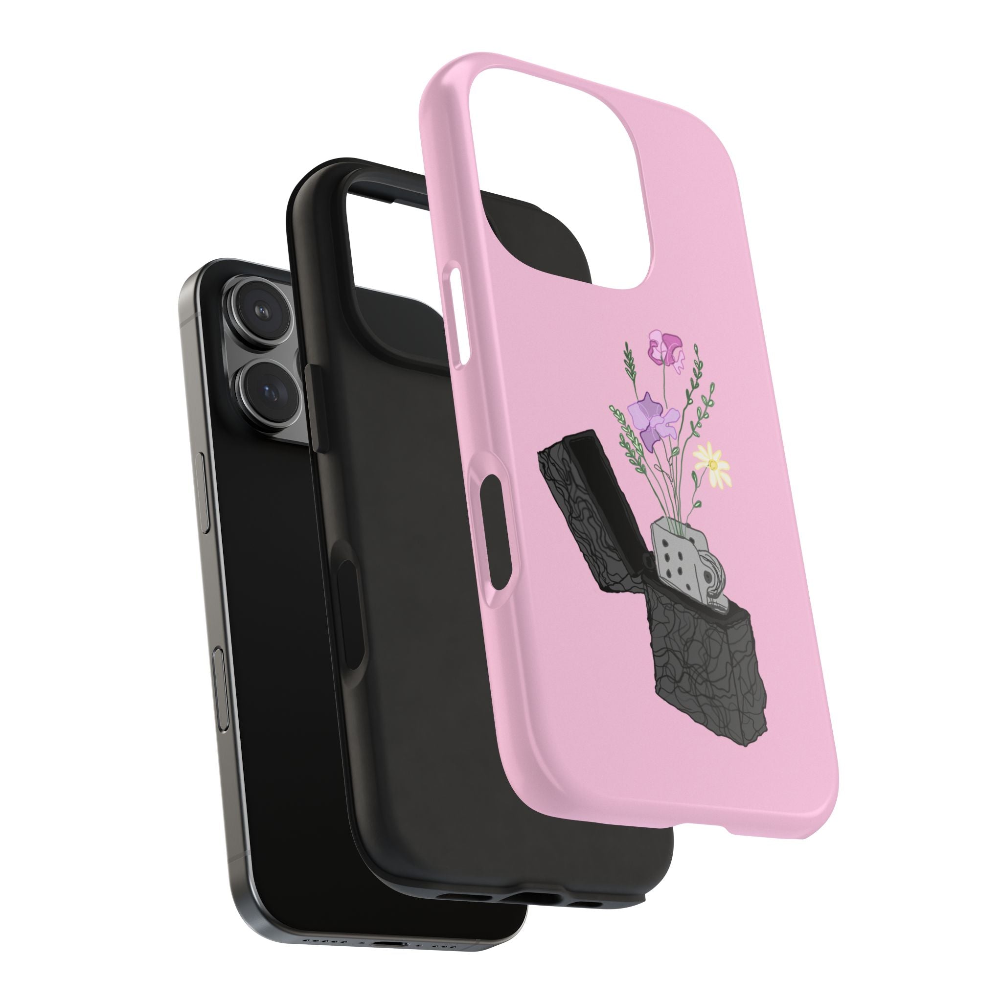 Pink Lighter Floral Tough Phone Case — Protective iPhone Cover with Wildflower Design