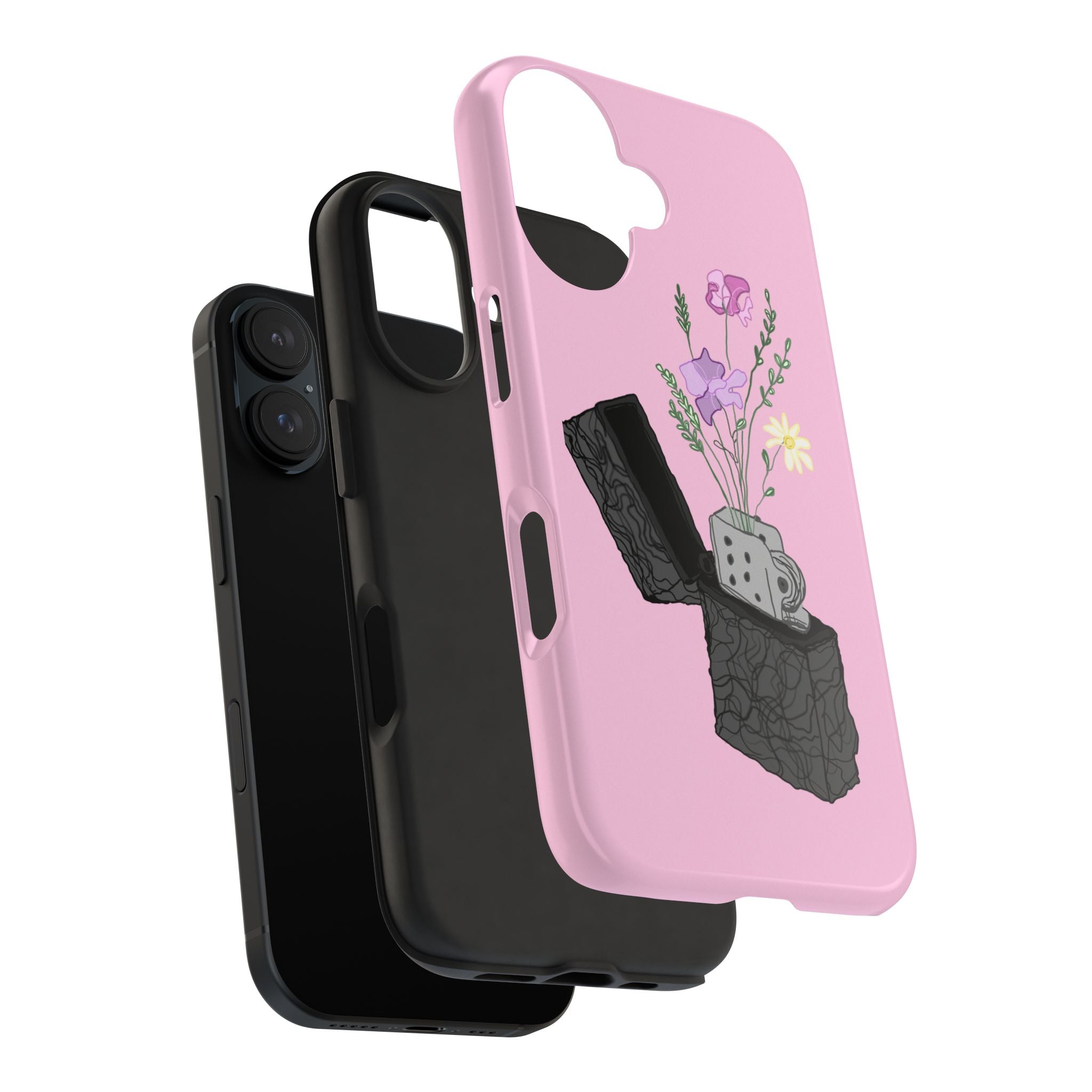 Pink Lighter Floral Tough Phone Case — Protective iPhone Cover with Wildflower Design