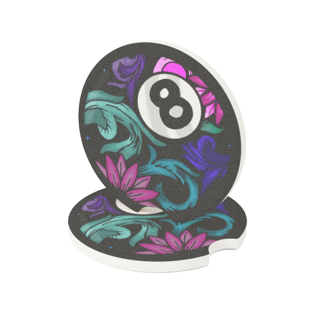 Soapstone Car Coaster — Eight Ball Floral Car Coaster