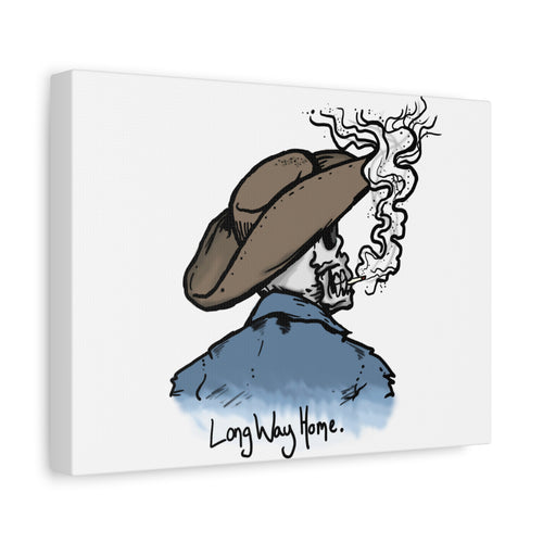 Long Way Home Cowboy Skull Canvas Art - Stretched Matte Wall Decor