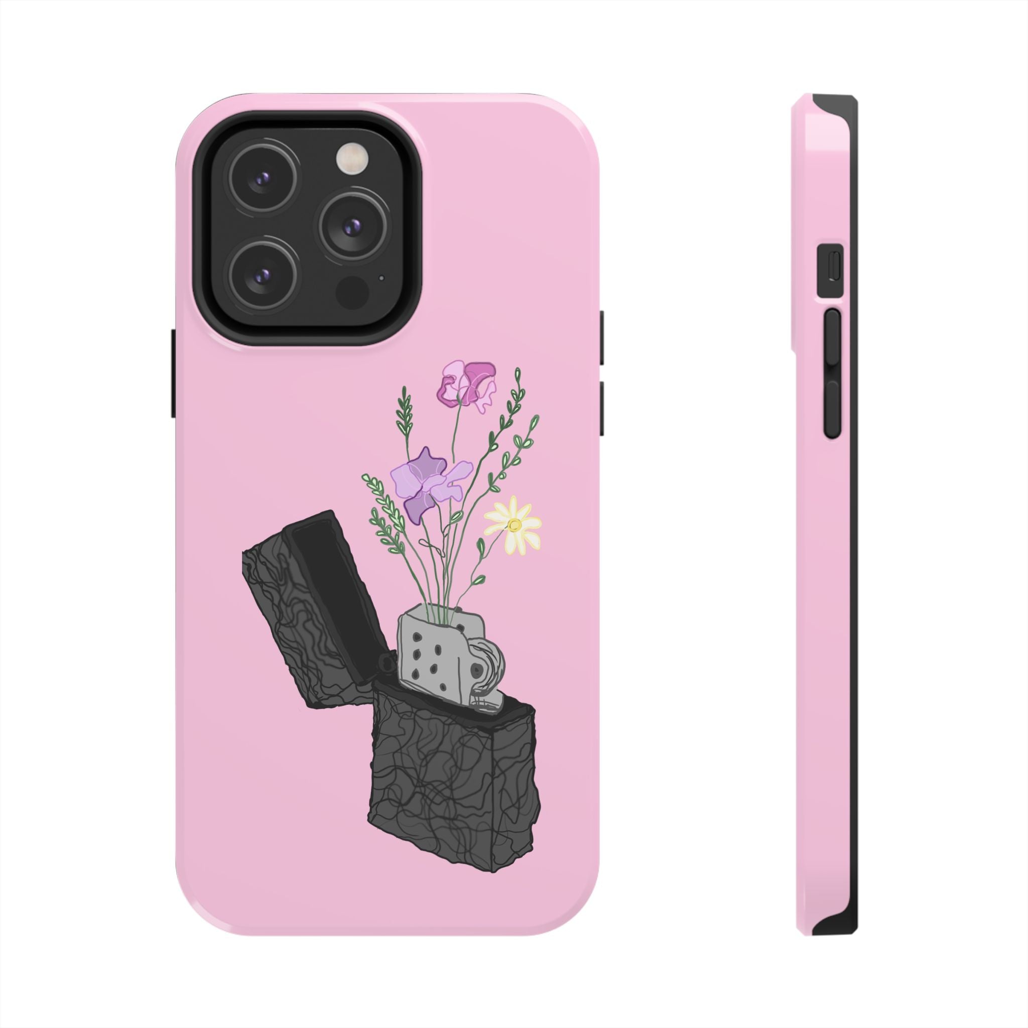 Pink Lighter Floral Tough Phone Case — Protective iPhone Cover with Wildflower Design