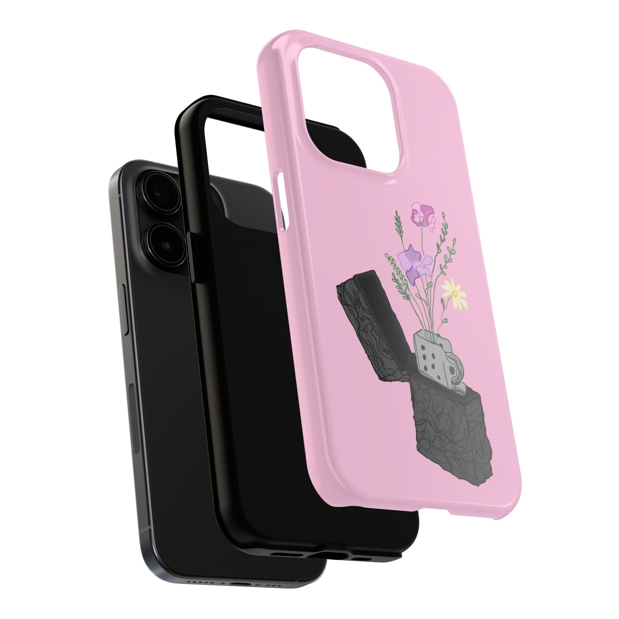 Pink Lighter Floral Tough Phone Case — Protective iPhone Cover with Wildflower Design