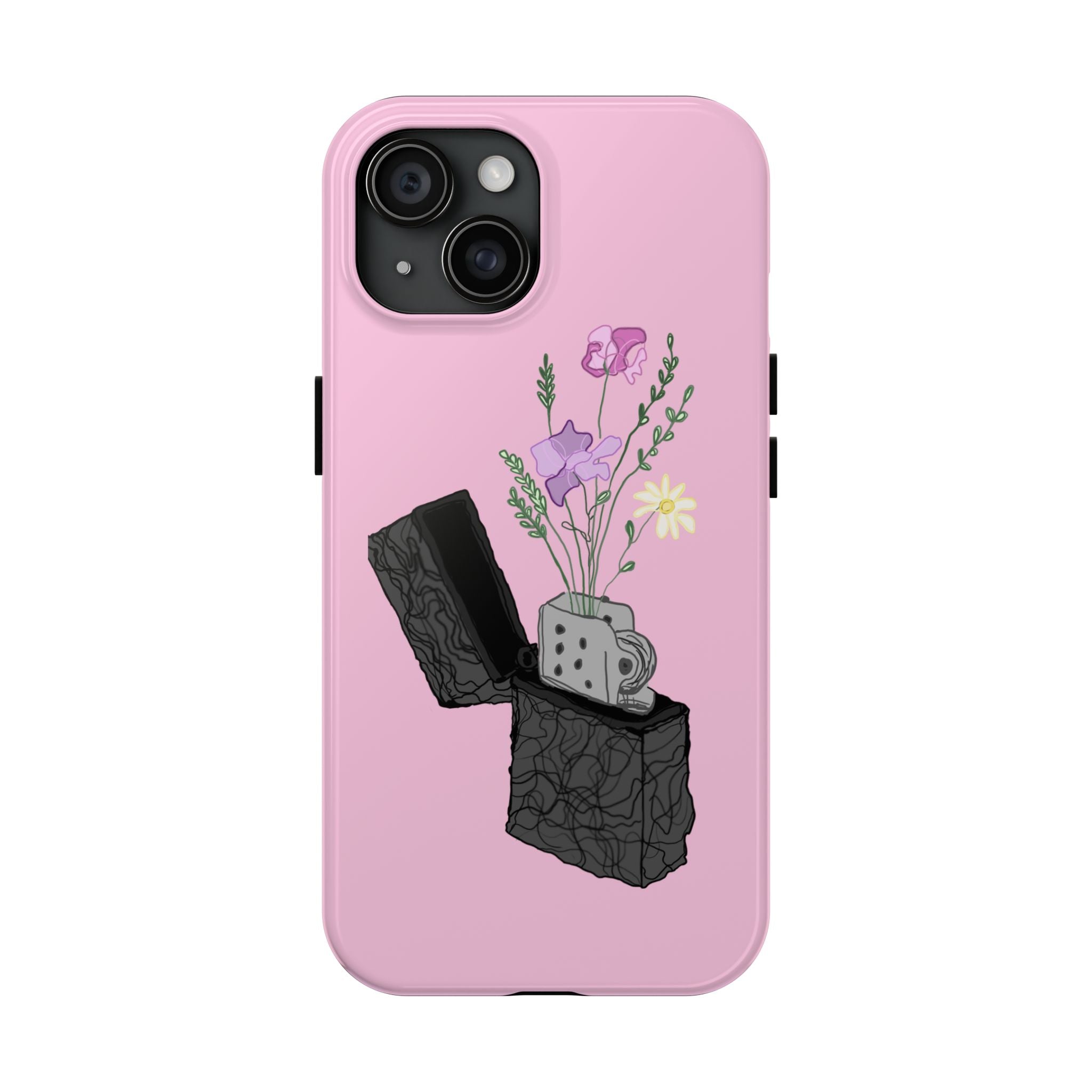 Pink Lighter Floral Tough Phone Case — Protective iPhone Cover with Wildflower Design