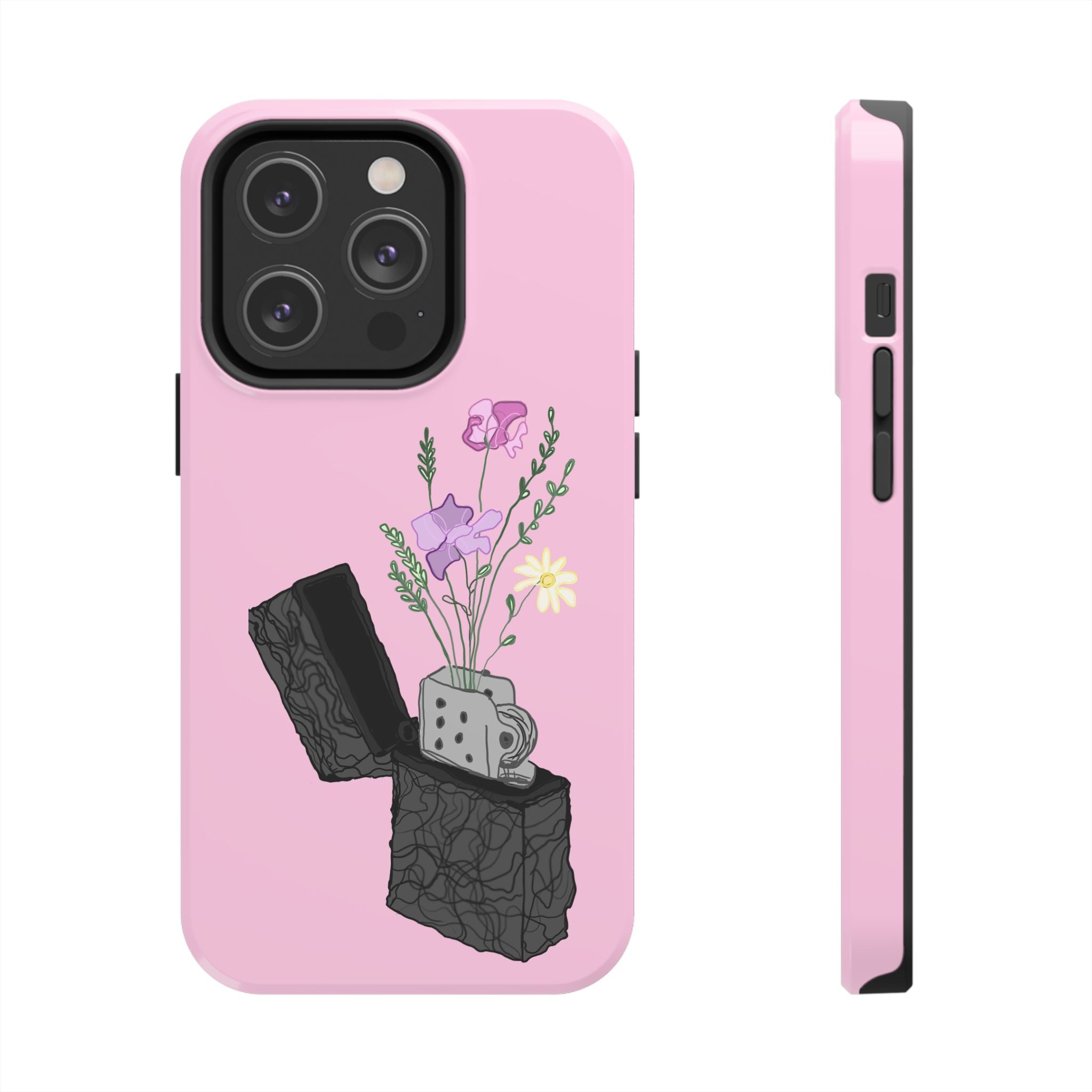 Pink Lighter Floral Tough Phone Case — Protective iPhone Cover with Wildflower Design