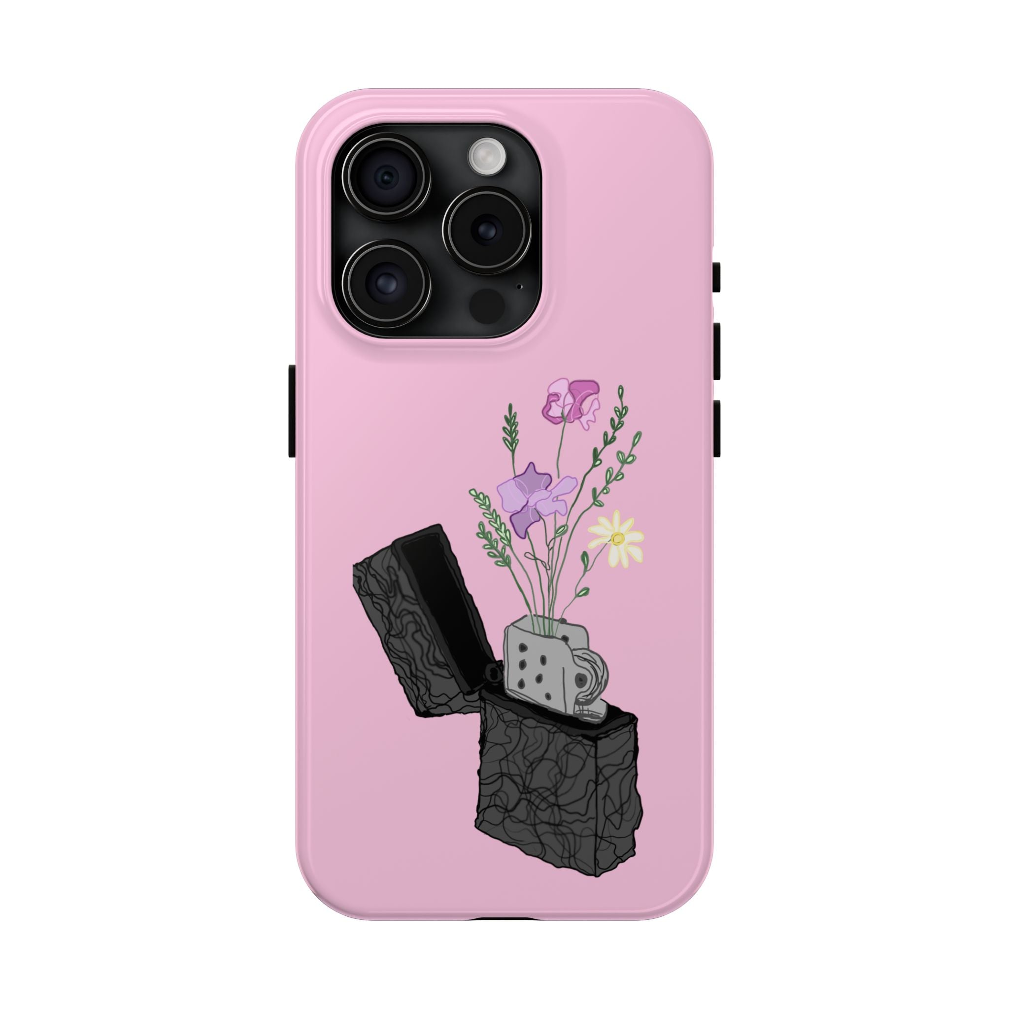 Pink Lighter Floral Tough Phone Case — Protective iPhone Cover with Wildflower Design