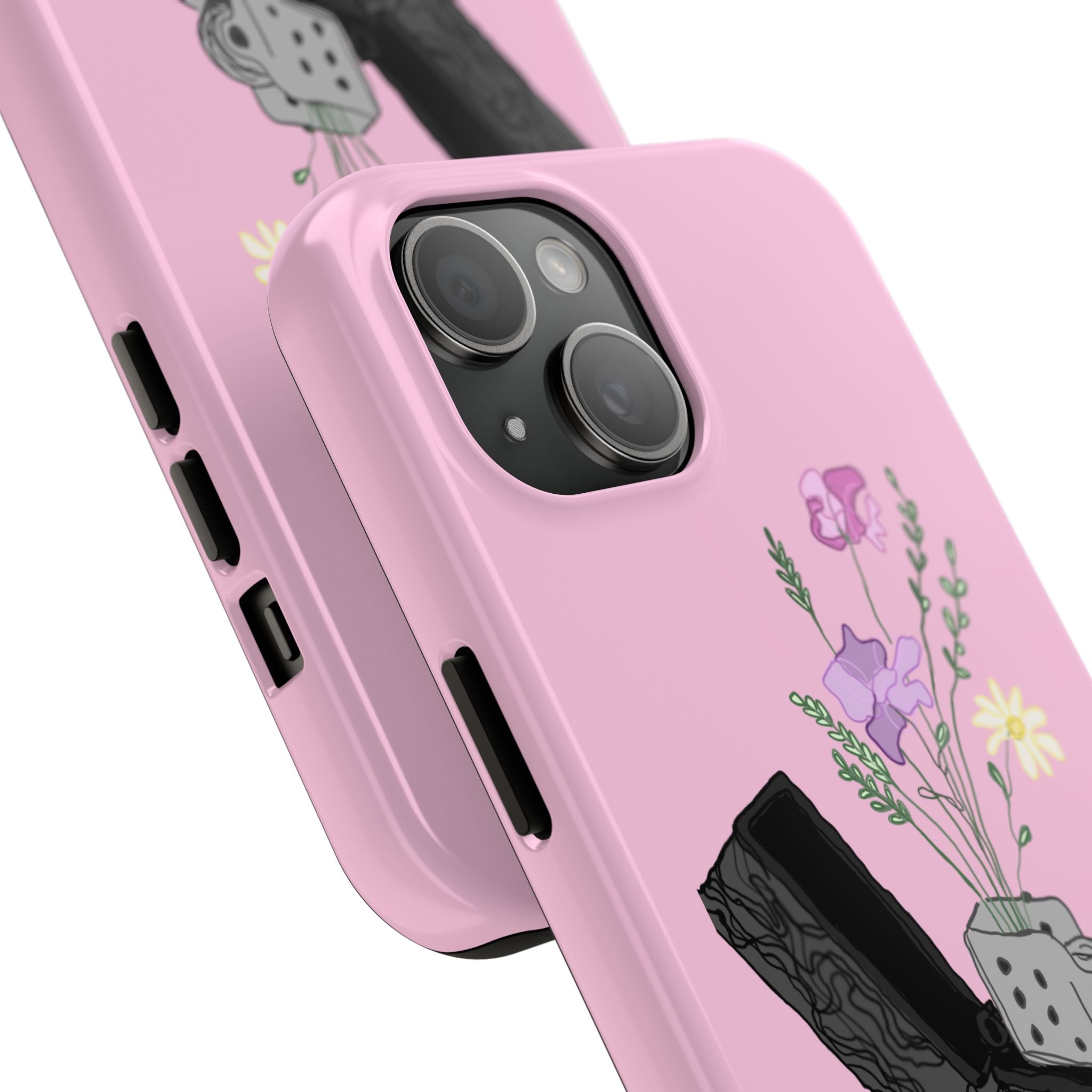 Pink Lighter Floral Tough Phone Case — Protective iPhone Cover with Wildflower Design