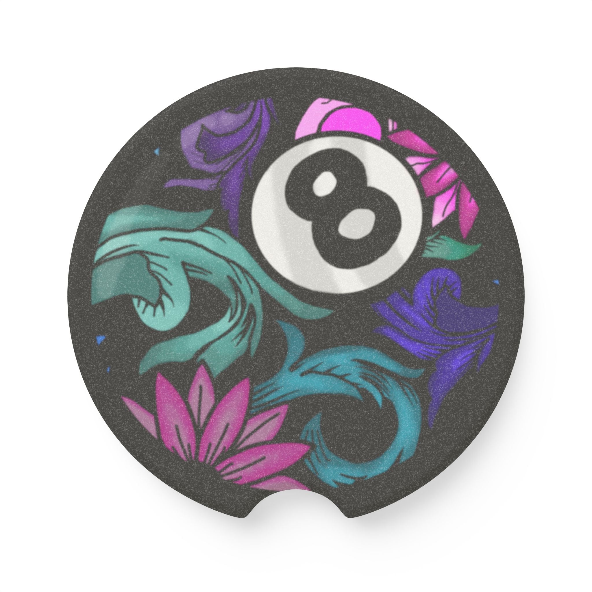 Soapstone Car Coaster — Eight Ball Floral Car Coaster