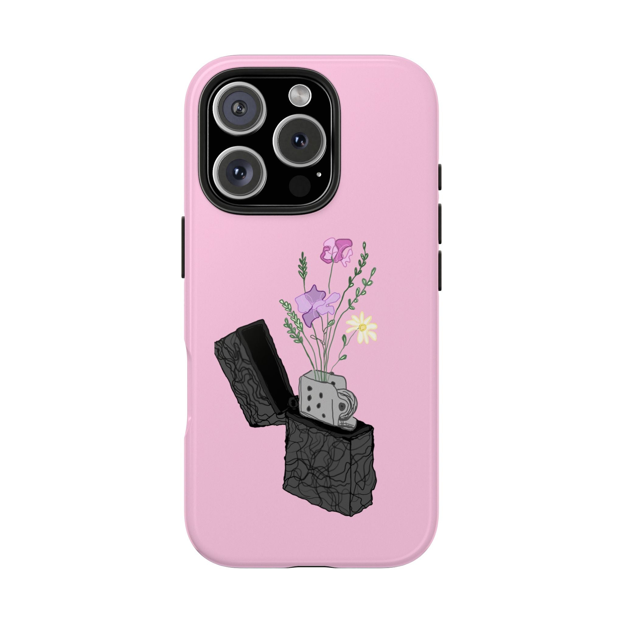 Pink Lighter Floral Tough Phone Case — Protective iPhone Cover with Wildflower Design