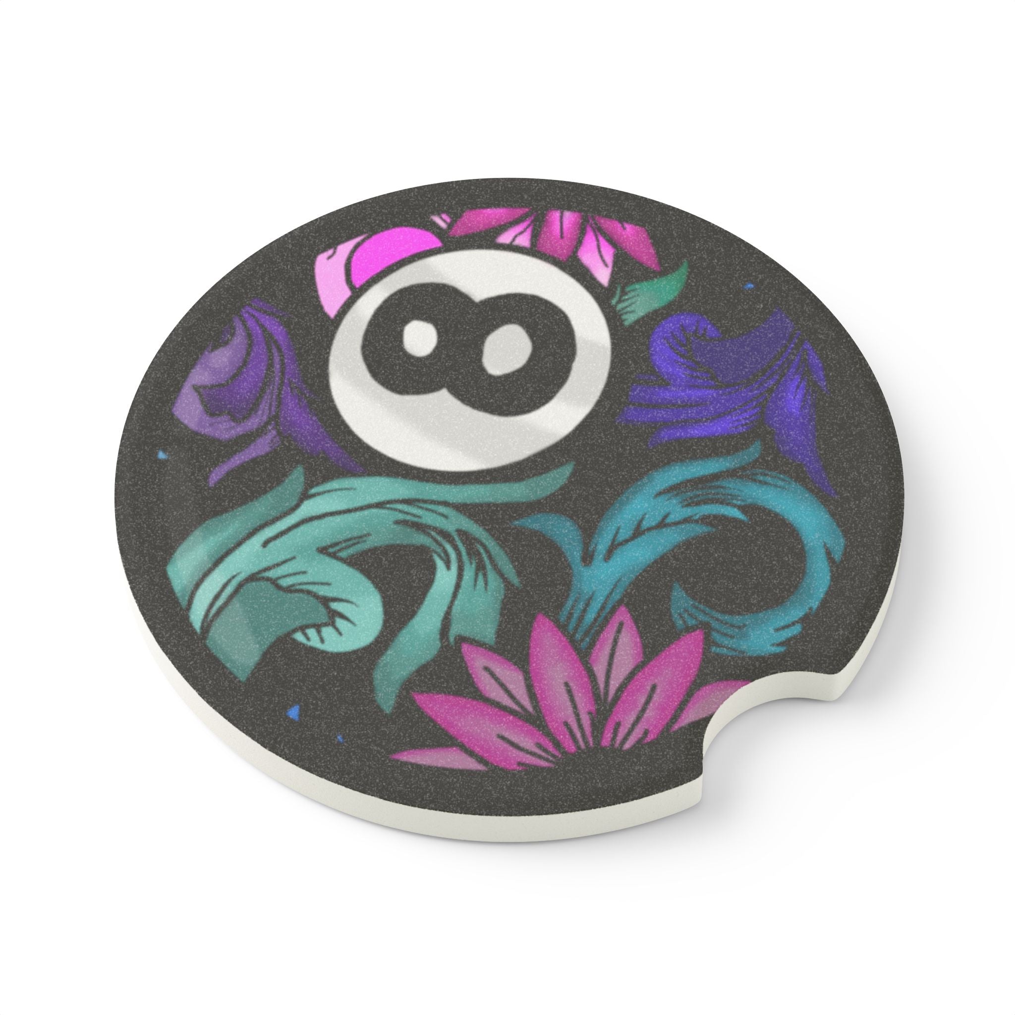 Soapstone Car Coaster — Eight Ball Floral Car Coaster