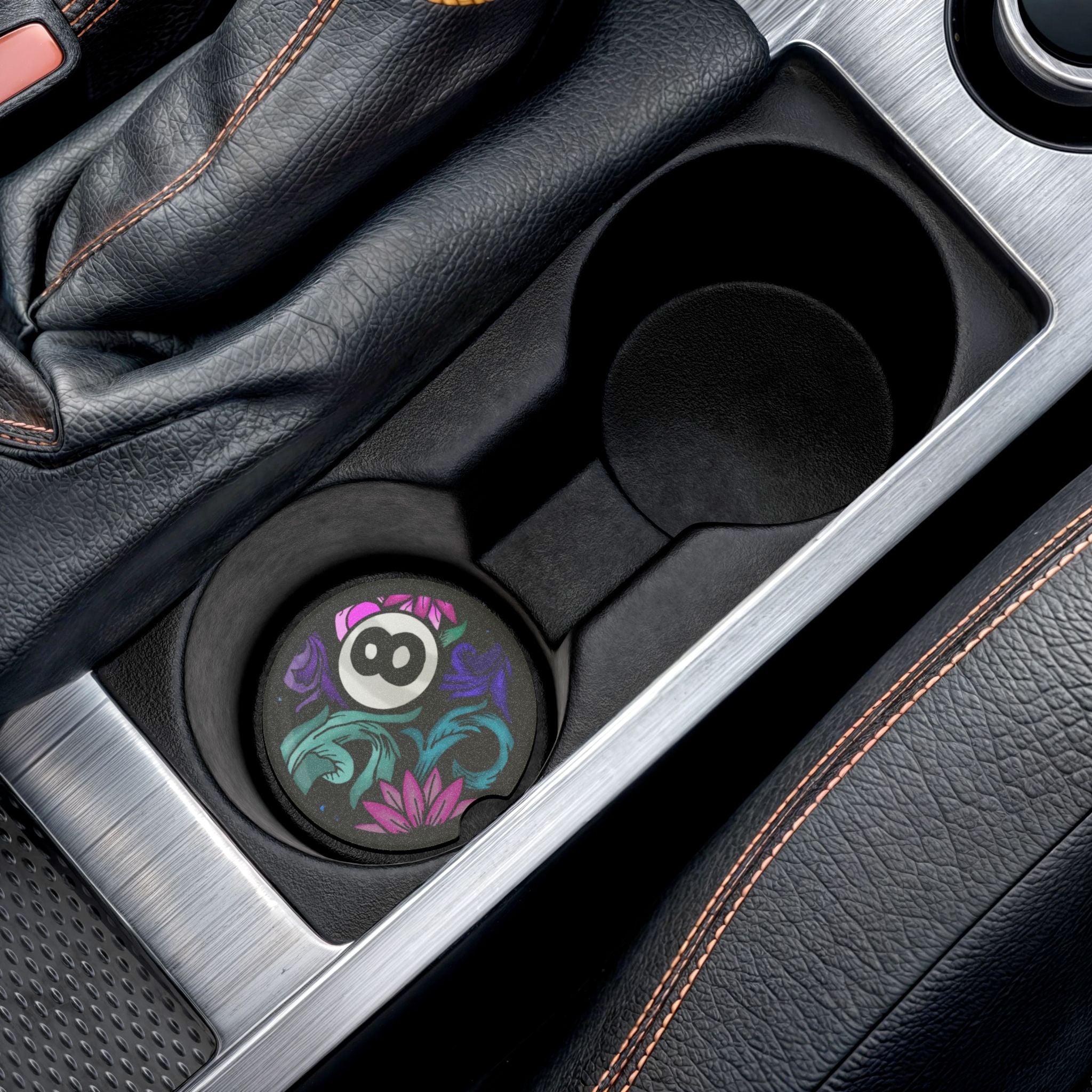 Soapstone Car Coaster — Eight Ball Floral Car Coaster